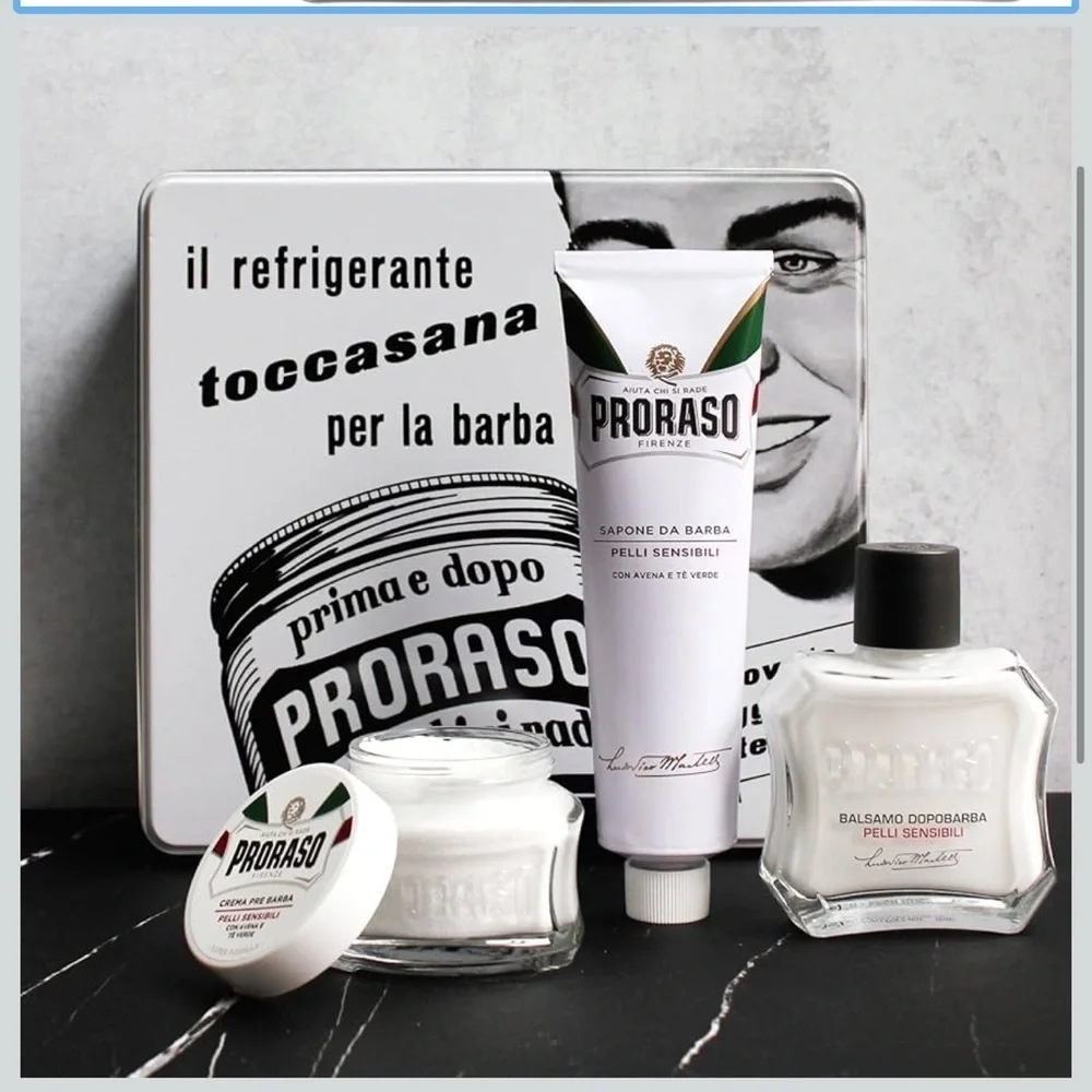 PRORASO Vintage Toccasana sensitive skin shaving Tin Gift set Set 3Pc